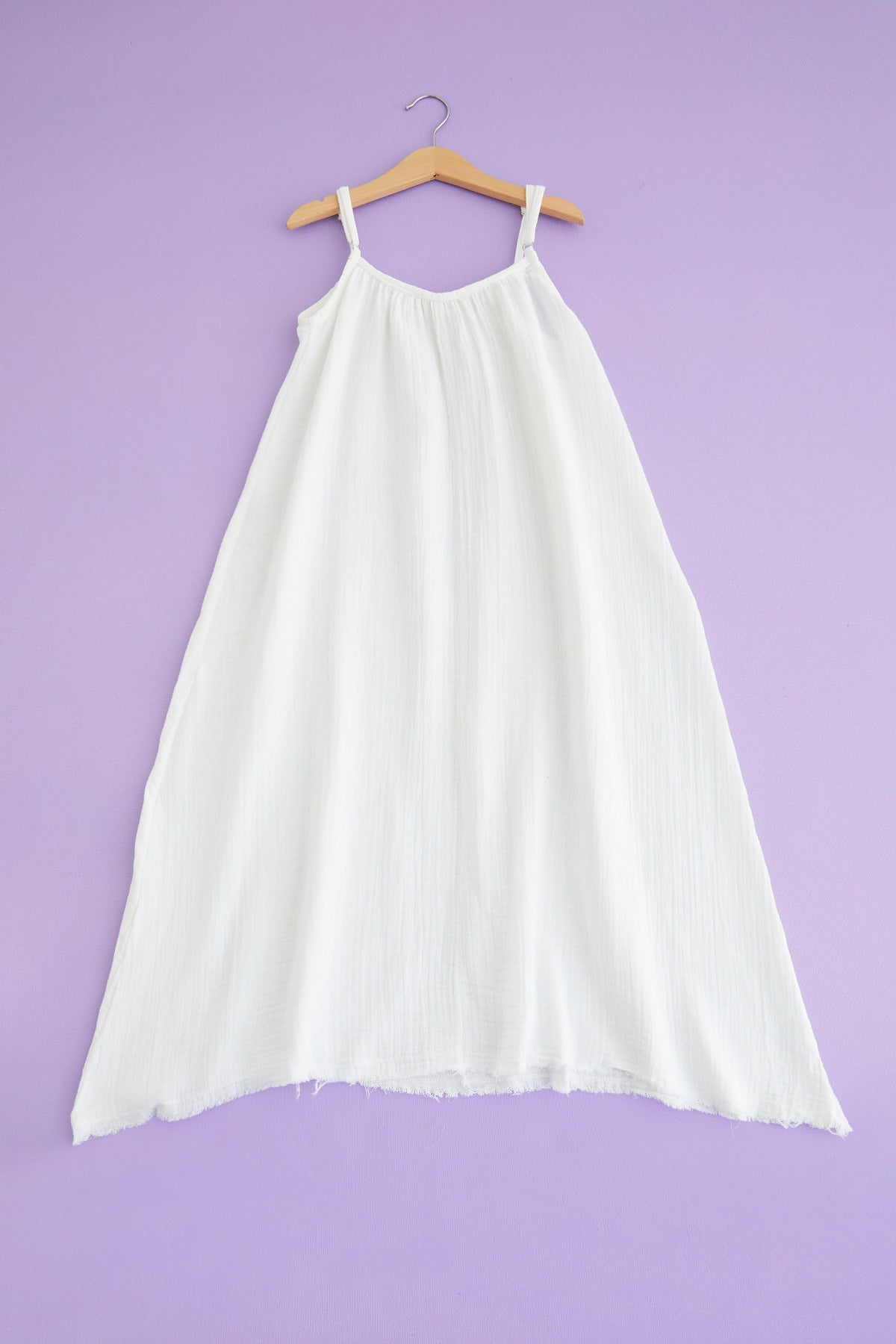 Basic Strappy Skirt with Ripped Hem Girls' Muslin Dress - MALLTURK