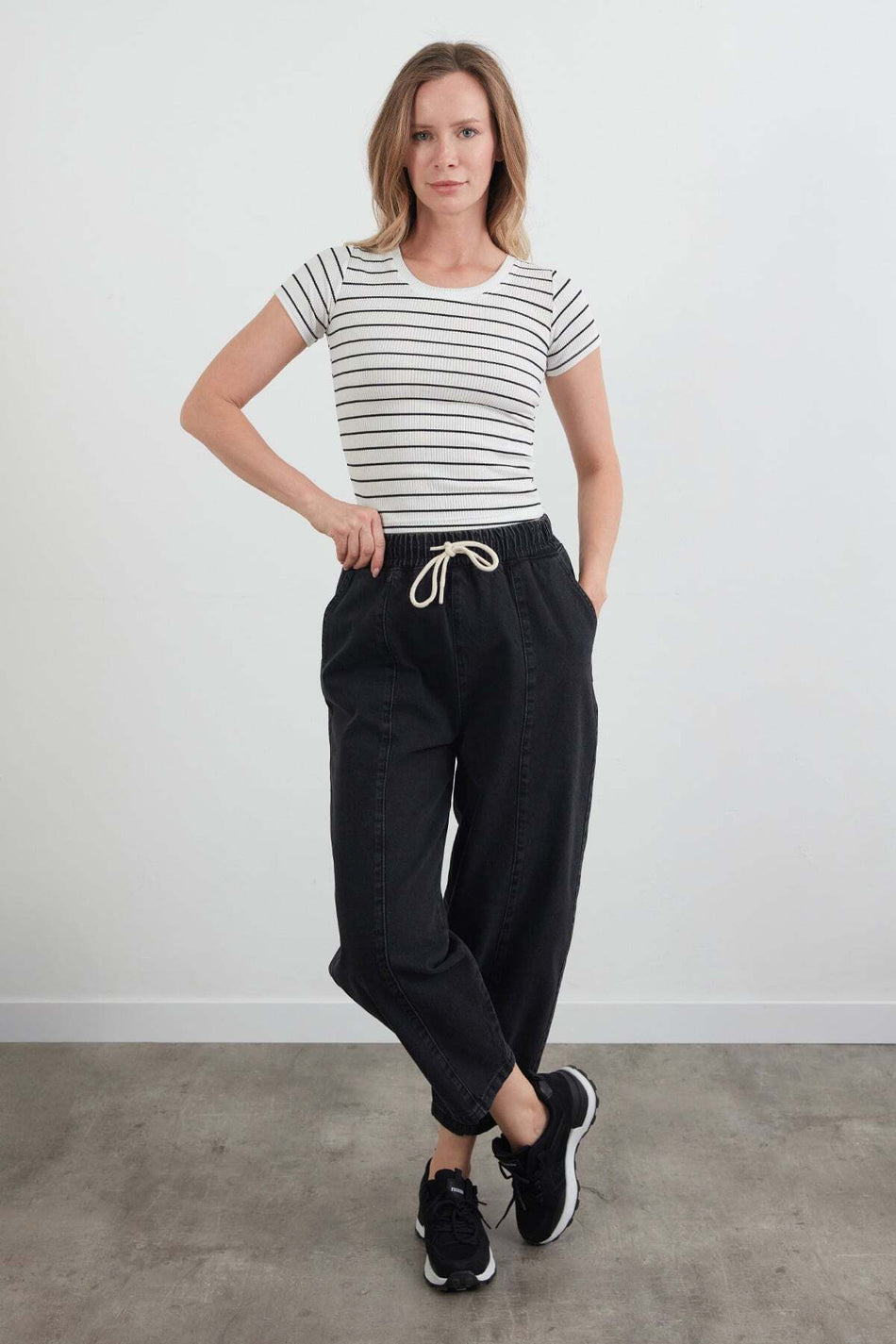 Basic Striped Ribbed T-Shirt - MALLTURK