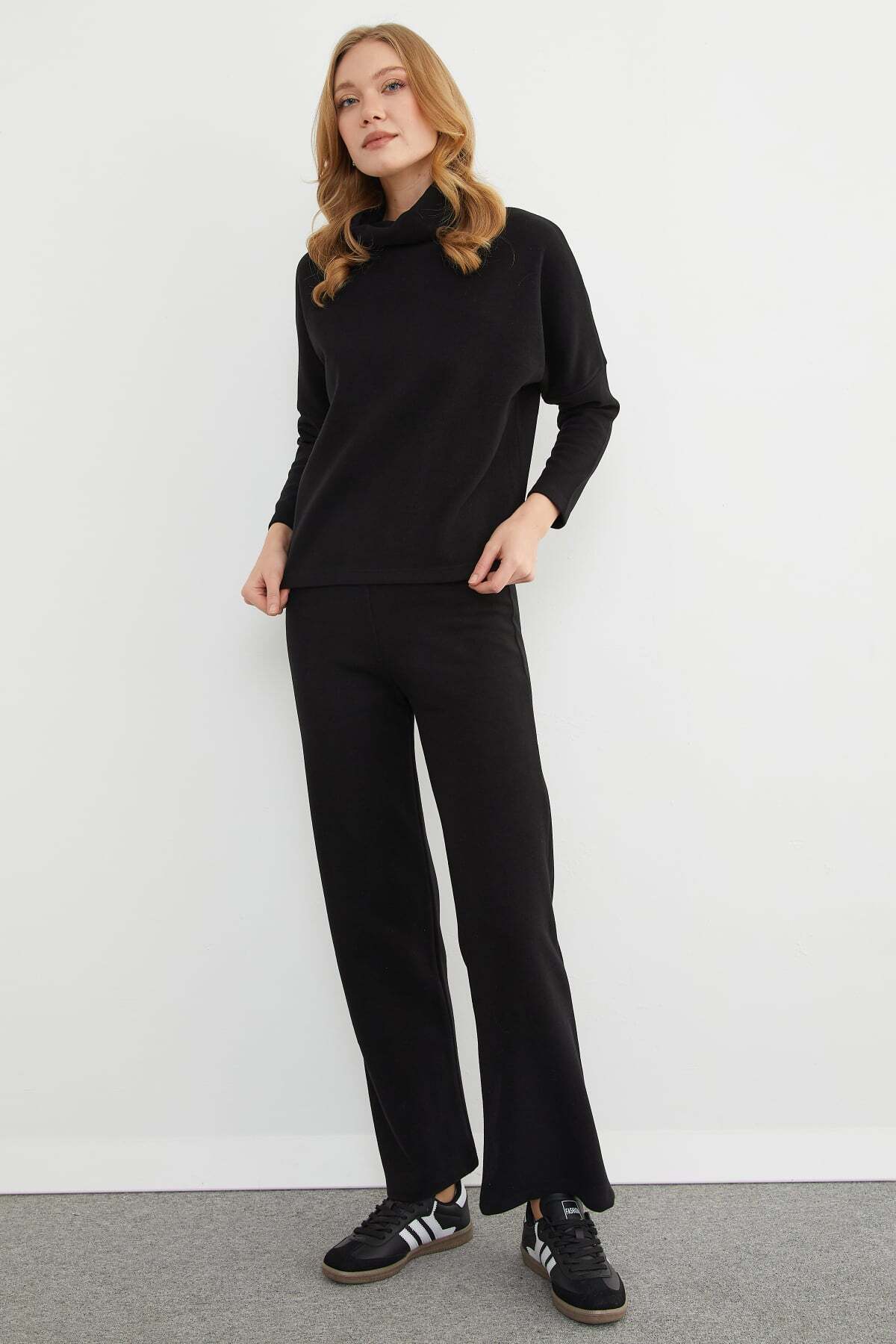 Basic Turtleneck Elastic Waist 2-Piece Set - MALLTURK