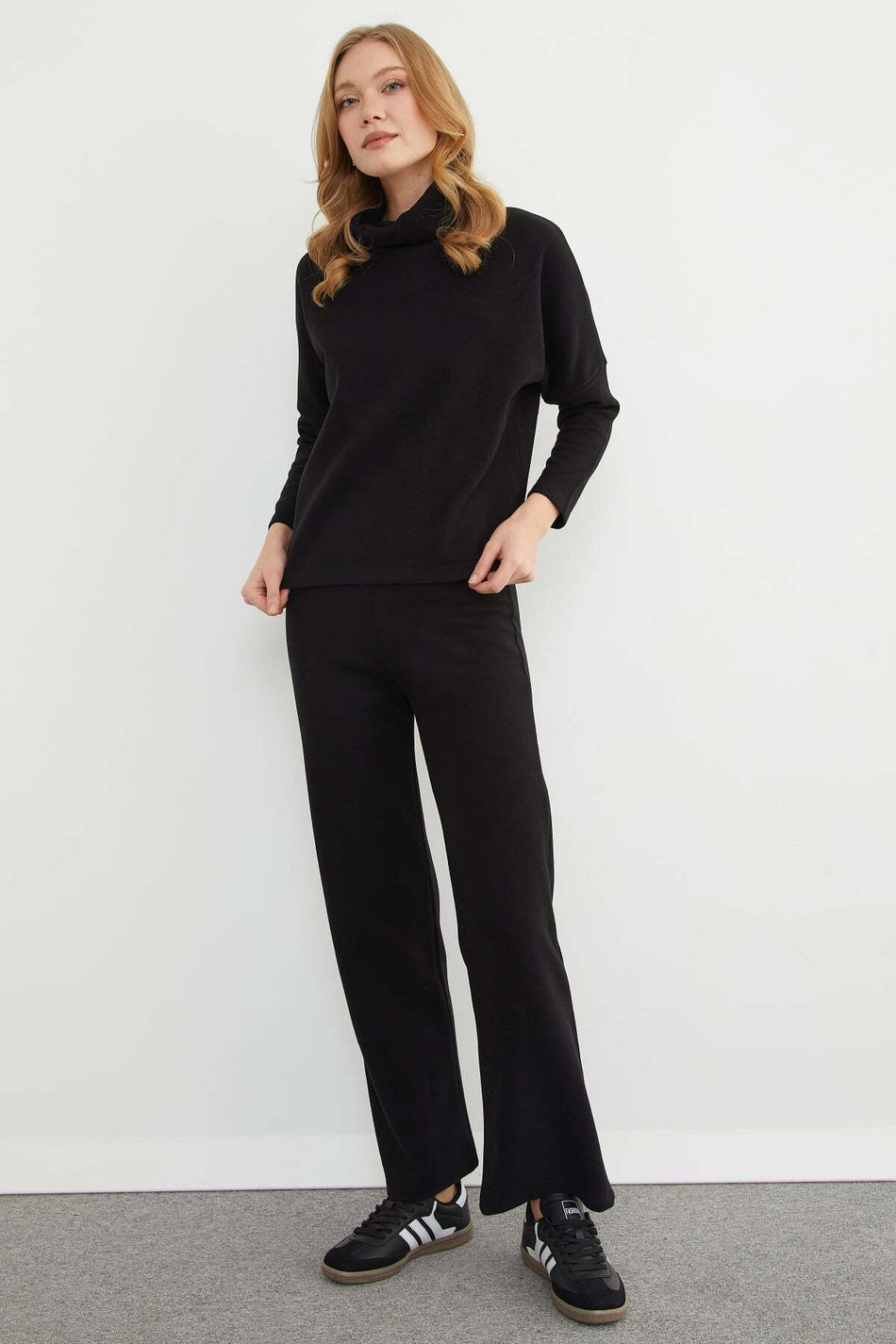 Basic Turtleneck Elastic Waist 2-Piece Set - MALLTURK