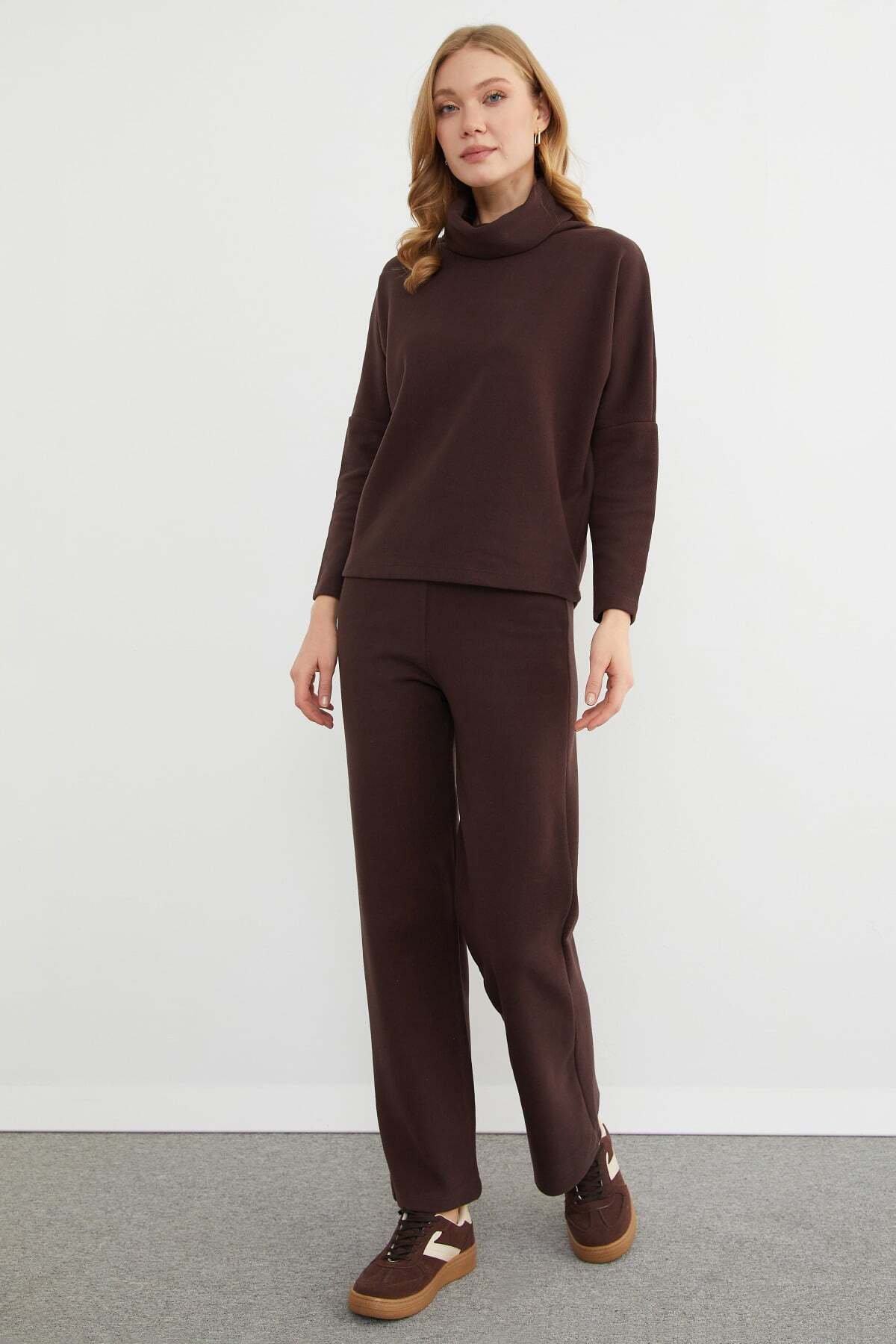 Basic Turtleneck Elastic Waist 2-Piece Set - MALLTURK