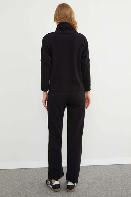 Basic Turtleneck Elastic Waist 2-Piece Set - MALLTURK
