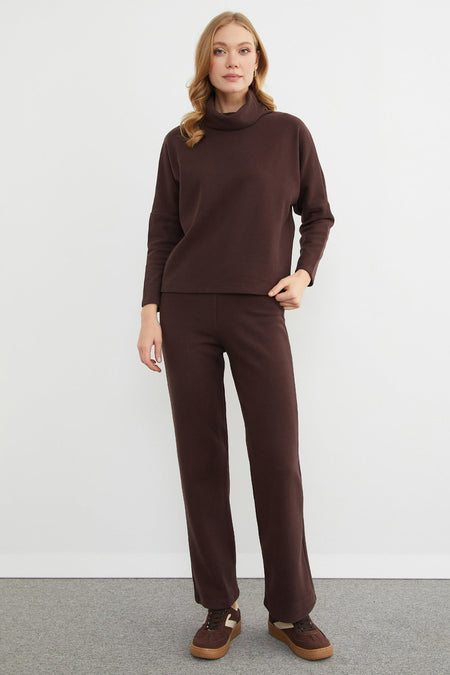 Basic Turtleneck Elastic Waist 2-Piece Set - MALLTURK