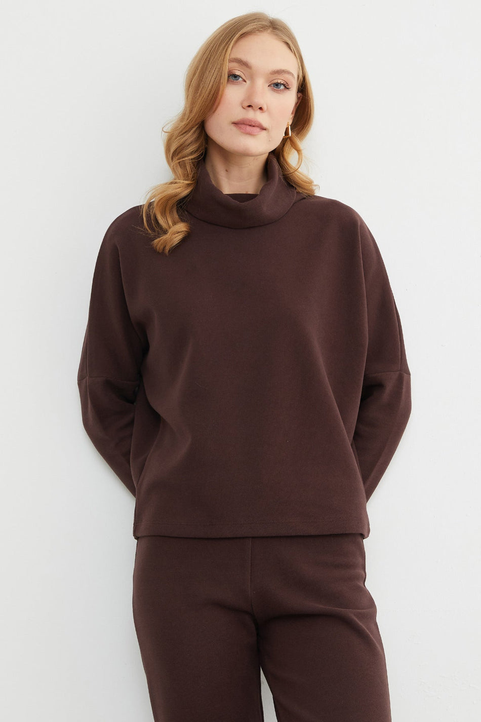 Basic Turtleneck Elastic Waist 2-Piece Set - MALLTURK