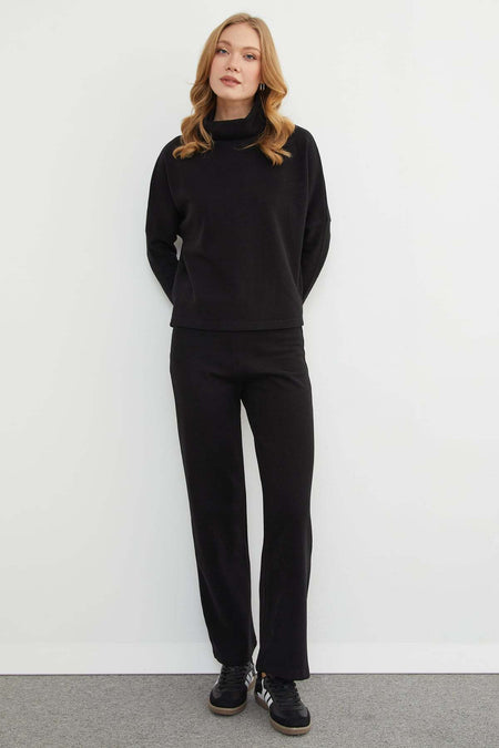 Basic Turtleneck Elastic Waist 2-Piece Set - MALLTURK
