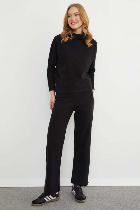 Basic Turtleneck Elastic Waist 2-Piece Set - MALLTURK