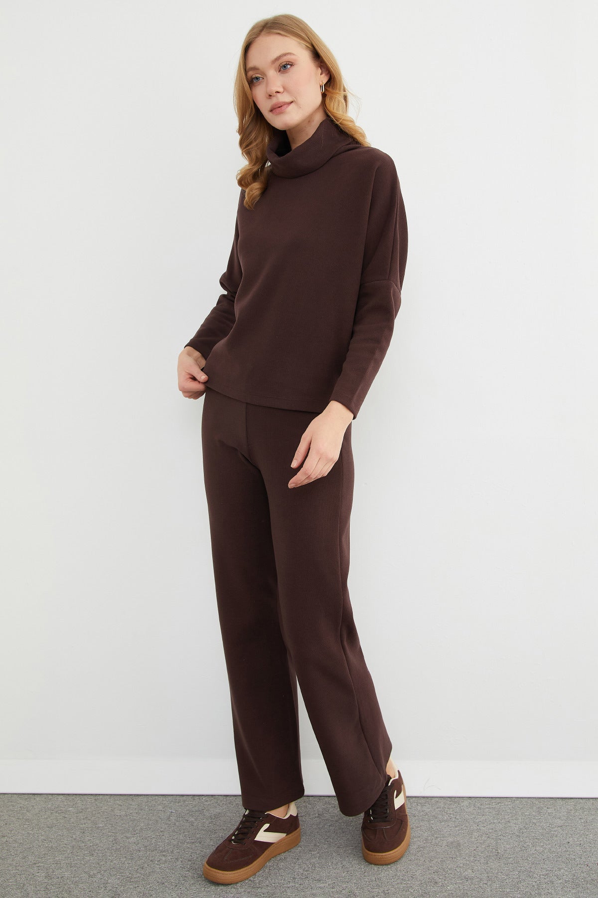 Basic Turtleneck Elastic Waist 2-Piece Set - MALLTURK