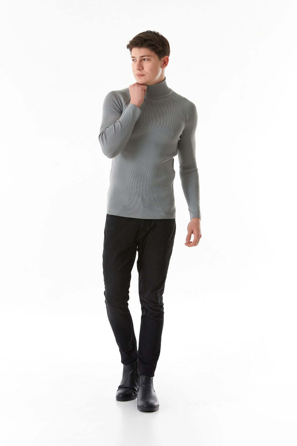 Basic Turtleneck Lycra Knit Sweater - MALLTURK