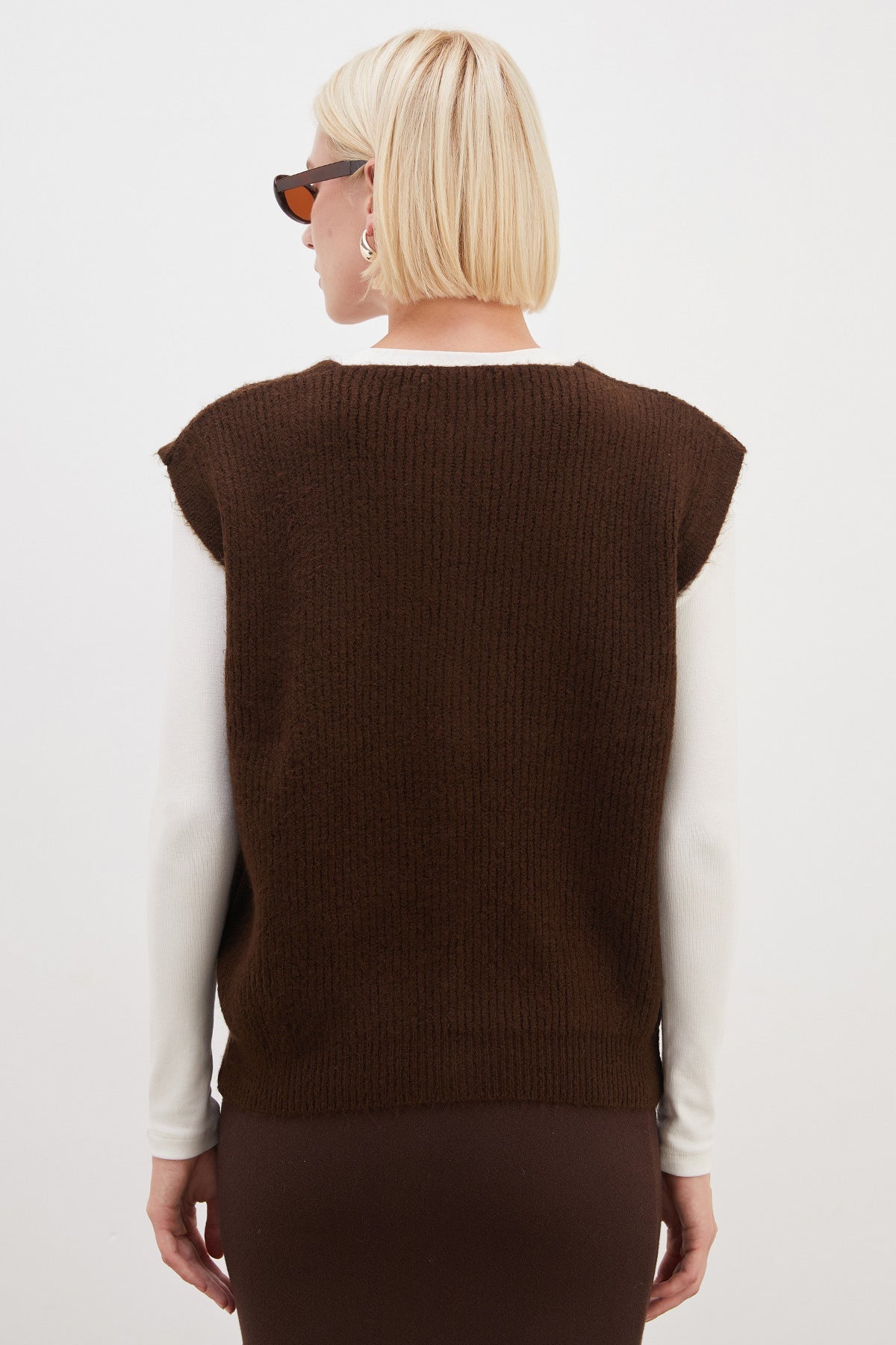 Bearded Buttoned V-Neck Oversize Vest - MALLTURK