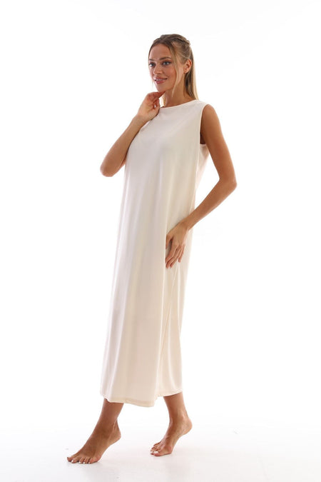 Beige Sleeveless Dress Lining Underwear Underskirt - MALLTURK