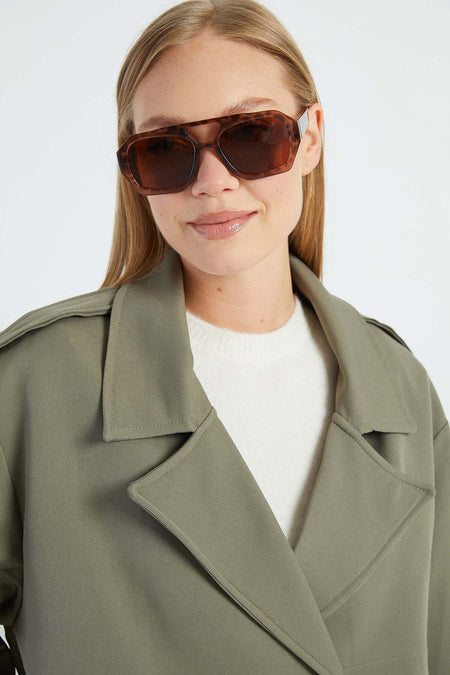 Beli Belted Double-Breasted Collar Oversize Trench Coat - MALLTURK
