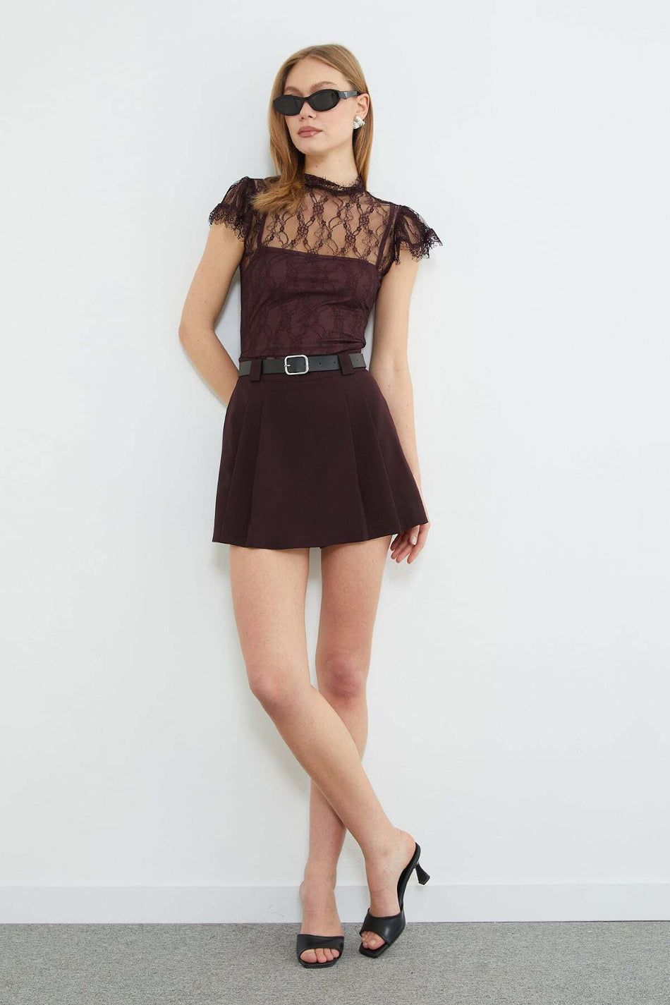 Beli Belted Pleated Shorts Skirt - MALLTURK