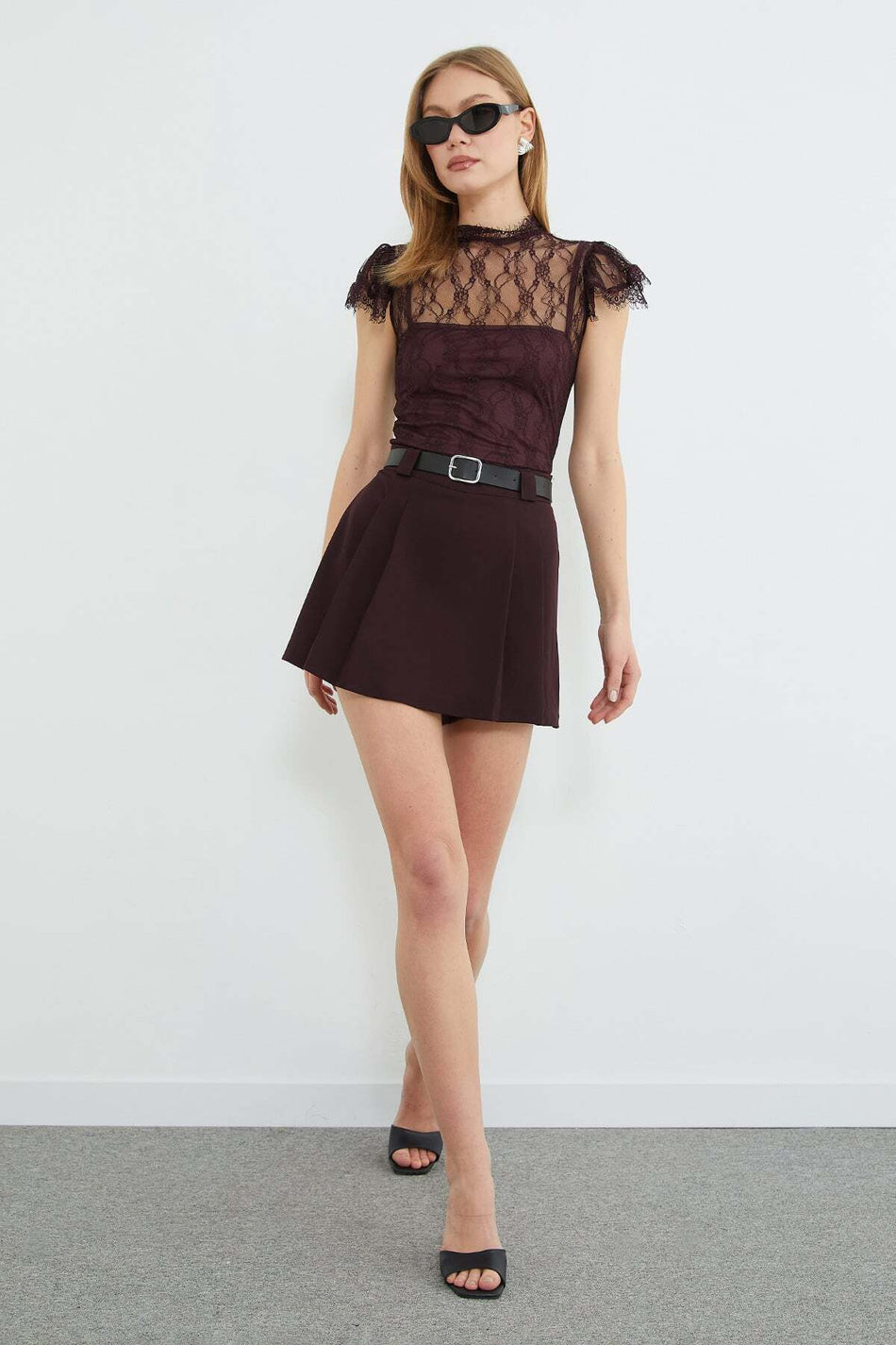 Beli Belted Pleated Shorts Skirt - MALLTURK