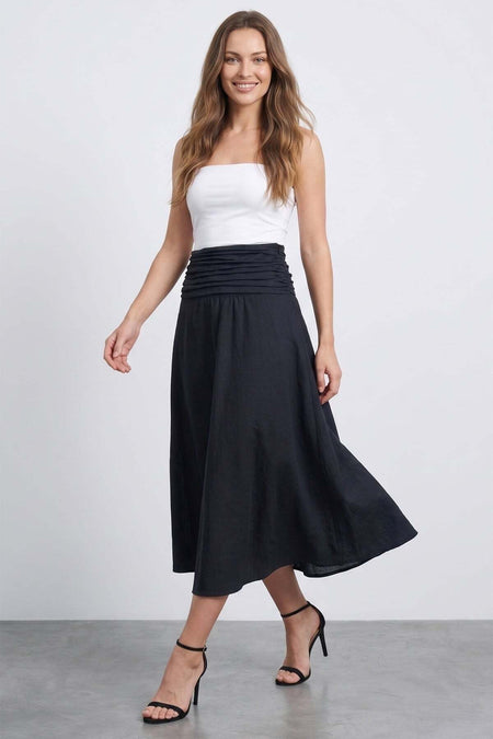 Beli Drapeli Zippered Midi Skirt - MALLTURK