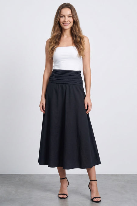 Beli Drapeli Zippered Midi Skirt - MALLTURK