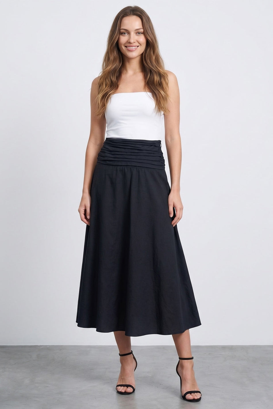 Beli Drapeli Zippered Midi Skirt - MALLTURK