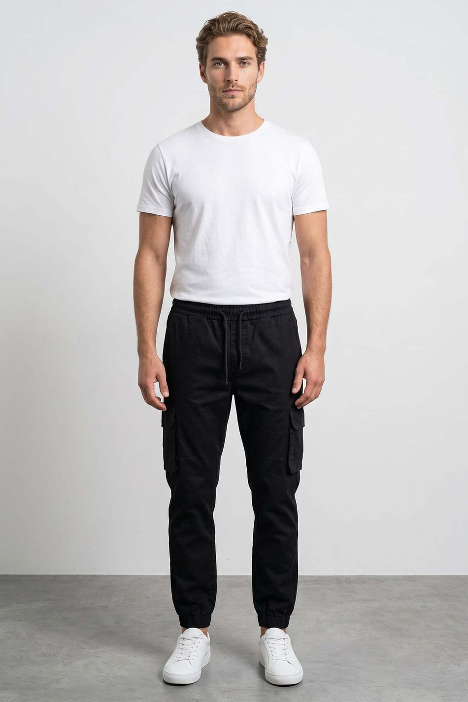 Beli Tied-Waist Jogger Pants with Cargo Pockets - MALLTURK