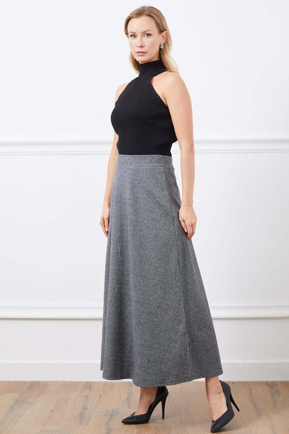 Beli Zippered Patterned Maxi Skirt - MALLTURK