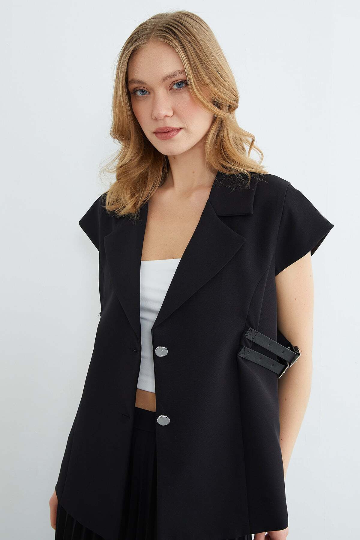 Belt Detailed Vest Skirt 2-Piece Set - MALLTURK
