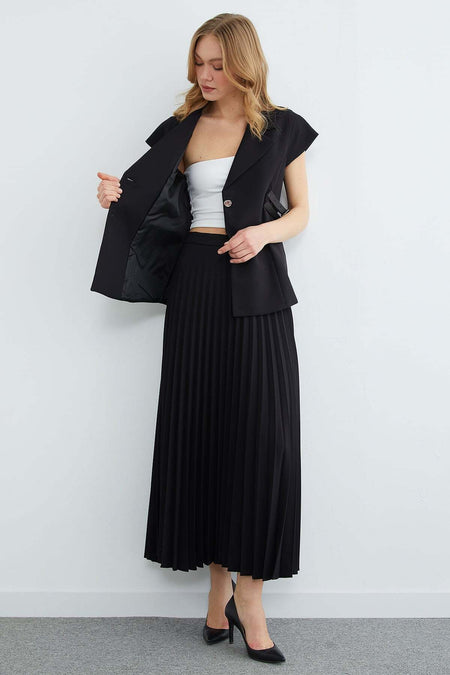 Belt Detailed Vest Skirt 2-Piece Set - MALLTURK
