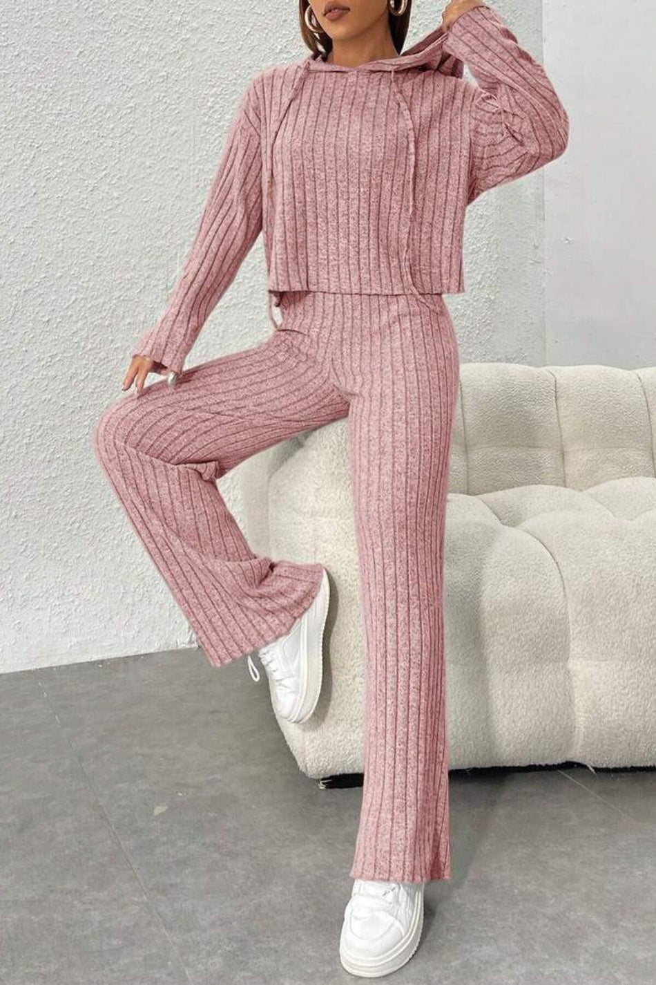 Black Corduroy Hooded Cotton Soft Pajama Set - MALLTURK