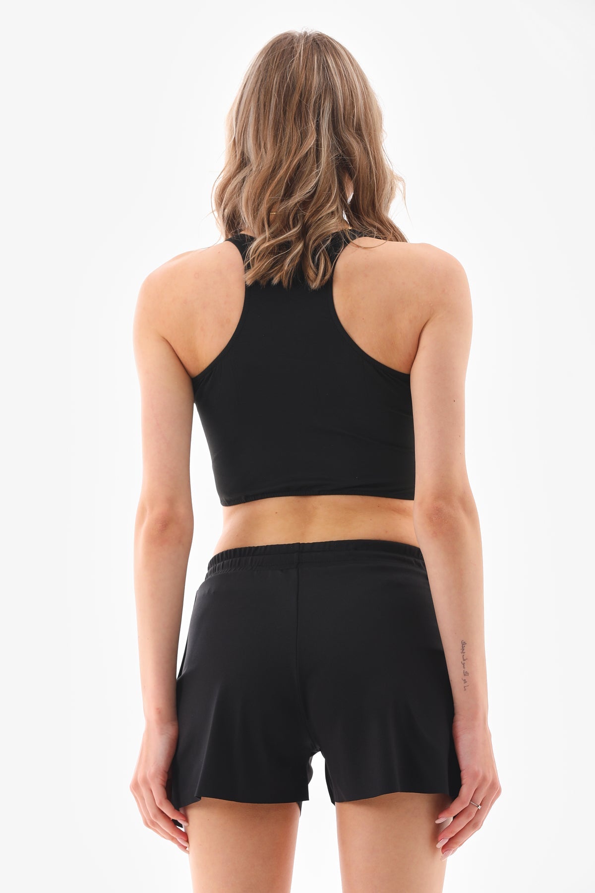 Black Double Layer Leggings Sports Shorts - MALLTURK