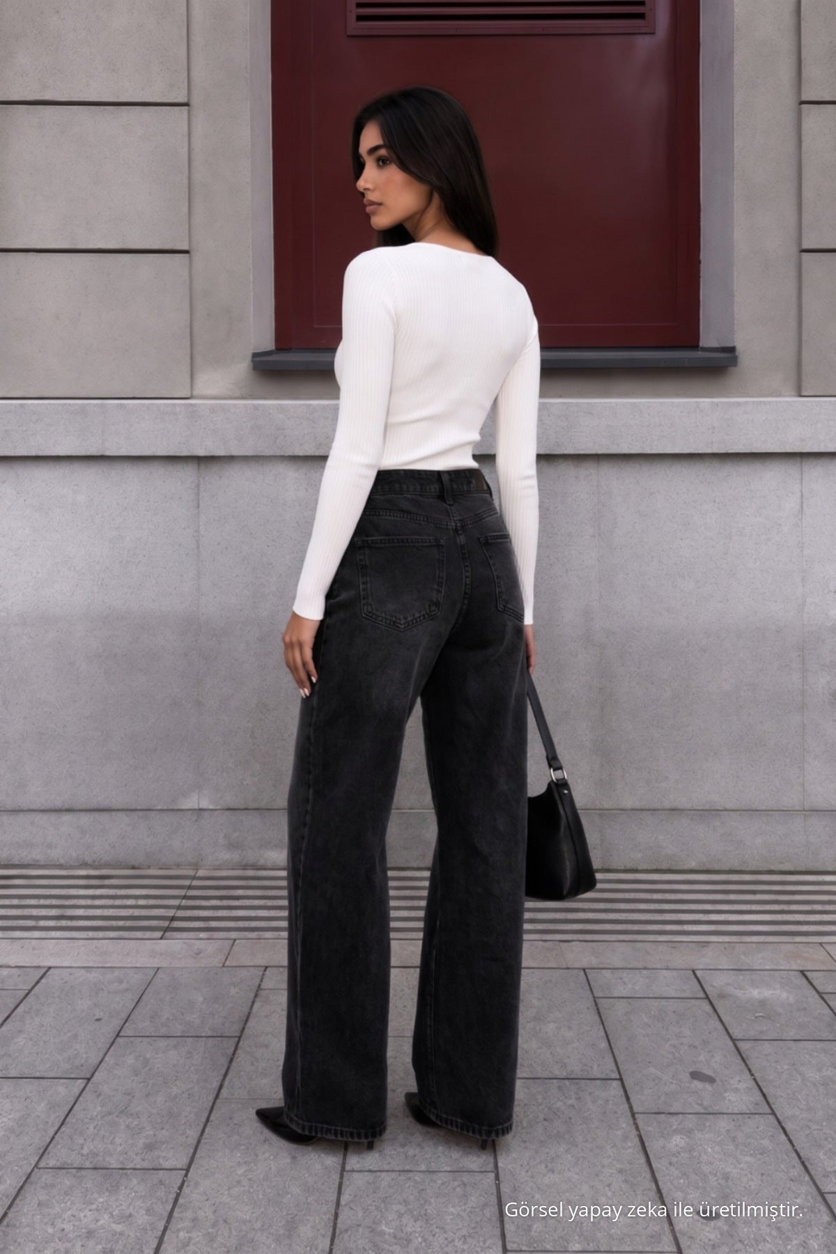 BLACK EFFECT Faded Effect Vintage High Waist Wide Leg Jeans with Lycra - MALLTURK
