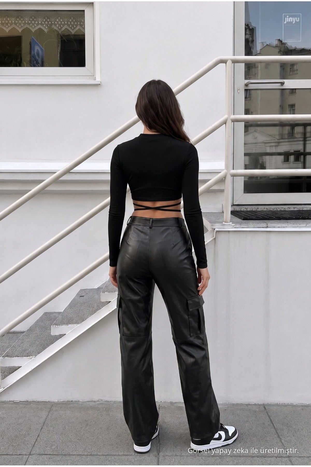Black Leather High-Waisted Lined Wide-Leg Palazzo Pants - MALLTURK