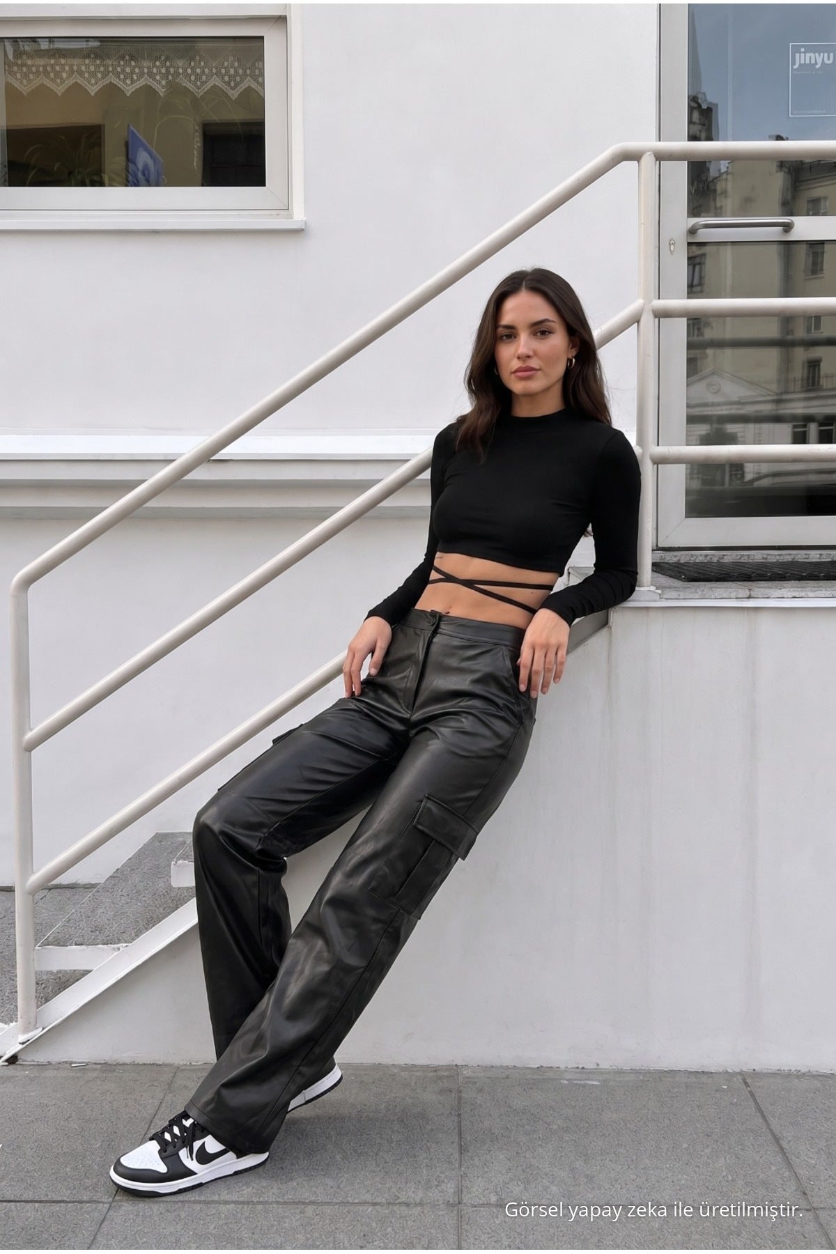 Black Leather High-Waisted Lined Wide-Leg Palazzo Pants - MALLTURK