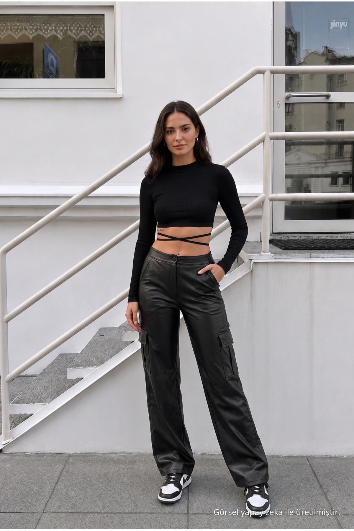 Black Leather High-Waisted Lined Wide-Leg Palazzo Pants - MALLTURK