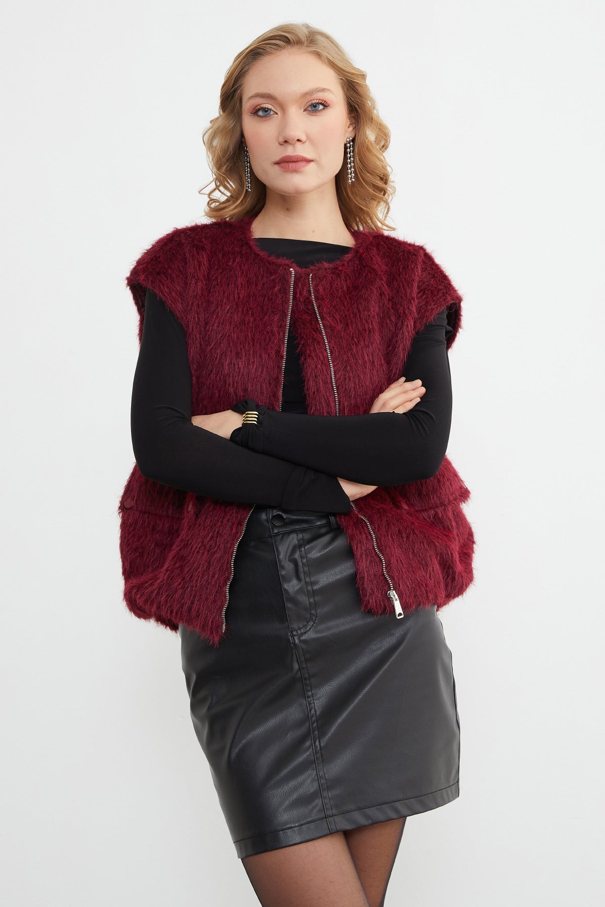 Bomber Plush Vest with Pocket Detail - MALLTURK