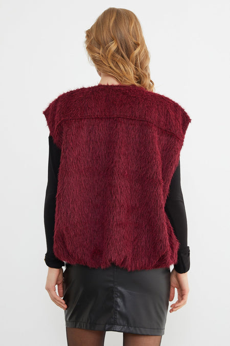 Bomber Plush Vest with Pocket Detail - MALLTURK