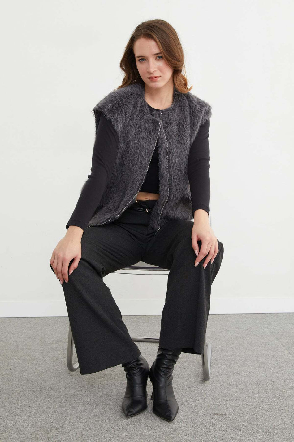 Bomber Plush Vest with Pocket Detail - MALLTURK