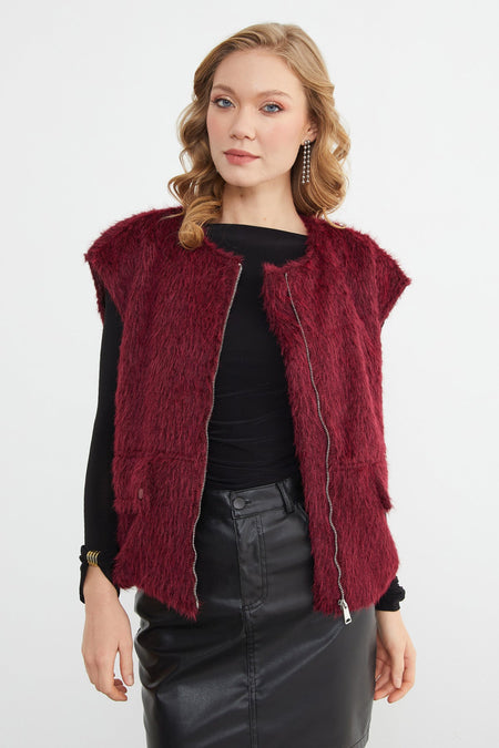 Bomber Plush Vest with Pocket Detail - MALLTURK