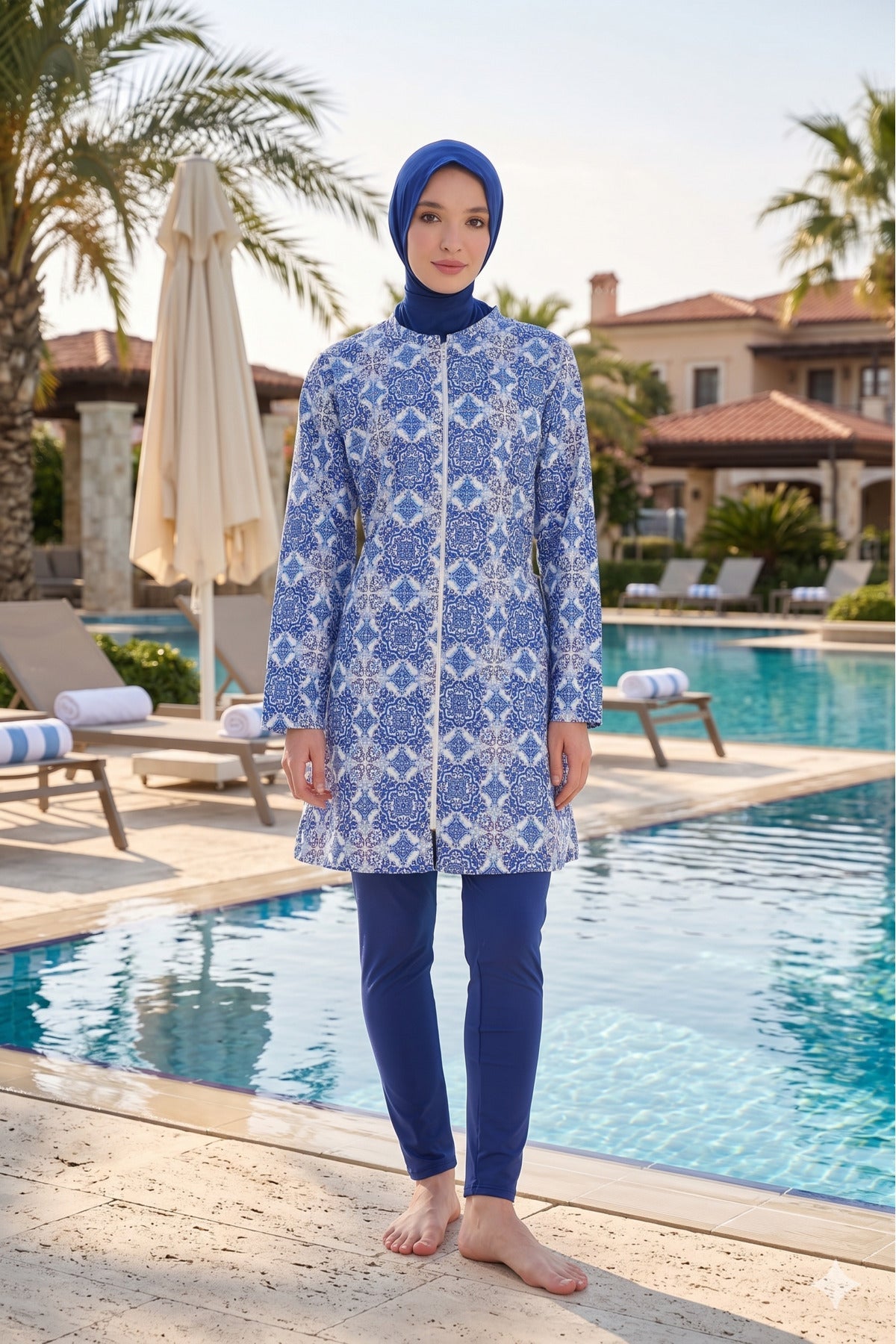 Boneli Water-Repellent Parachute Full-Covered Tights Hijab Swimsuit - MALLTURK