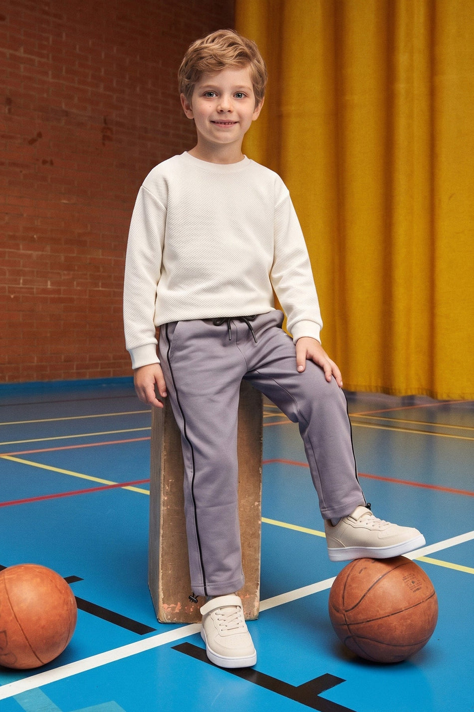 Boys' Sweatpants with Ribbed Cuffs and Stoppers - MALLTURK