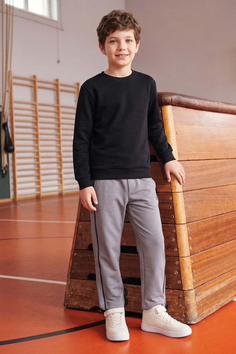 Boys' Sweatpants with Ribbed Cuffs and Stoppers - MALLTURK