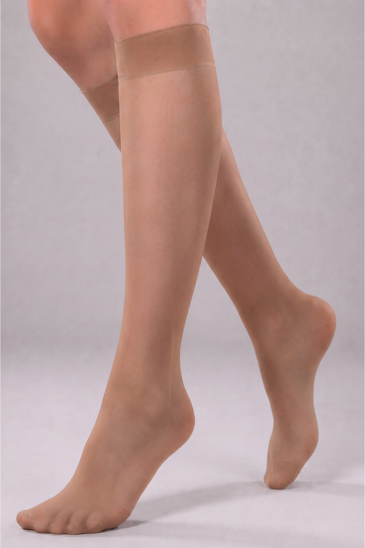 Bronze Below the Knee Shiny Toe Comfortable Elastic 3-Piece Socks - MALLTURK
