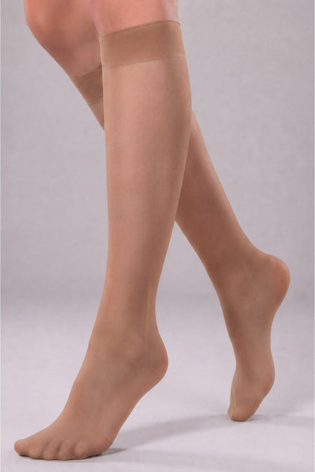 Bronze Below the Knee Shiny Toe Comfortable Elastic 3-Piece Socks - MALLTURK