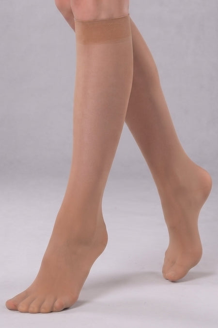 Bronze Below the Knee Shiny Toe Comfortable Elastic 3-Piece Socks - MALLTURK