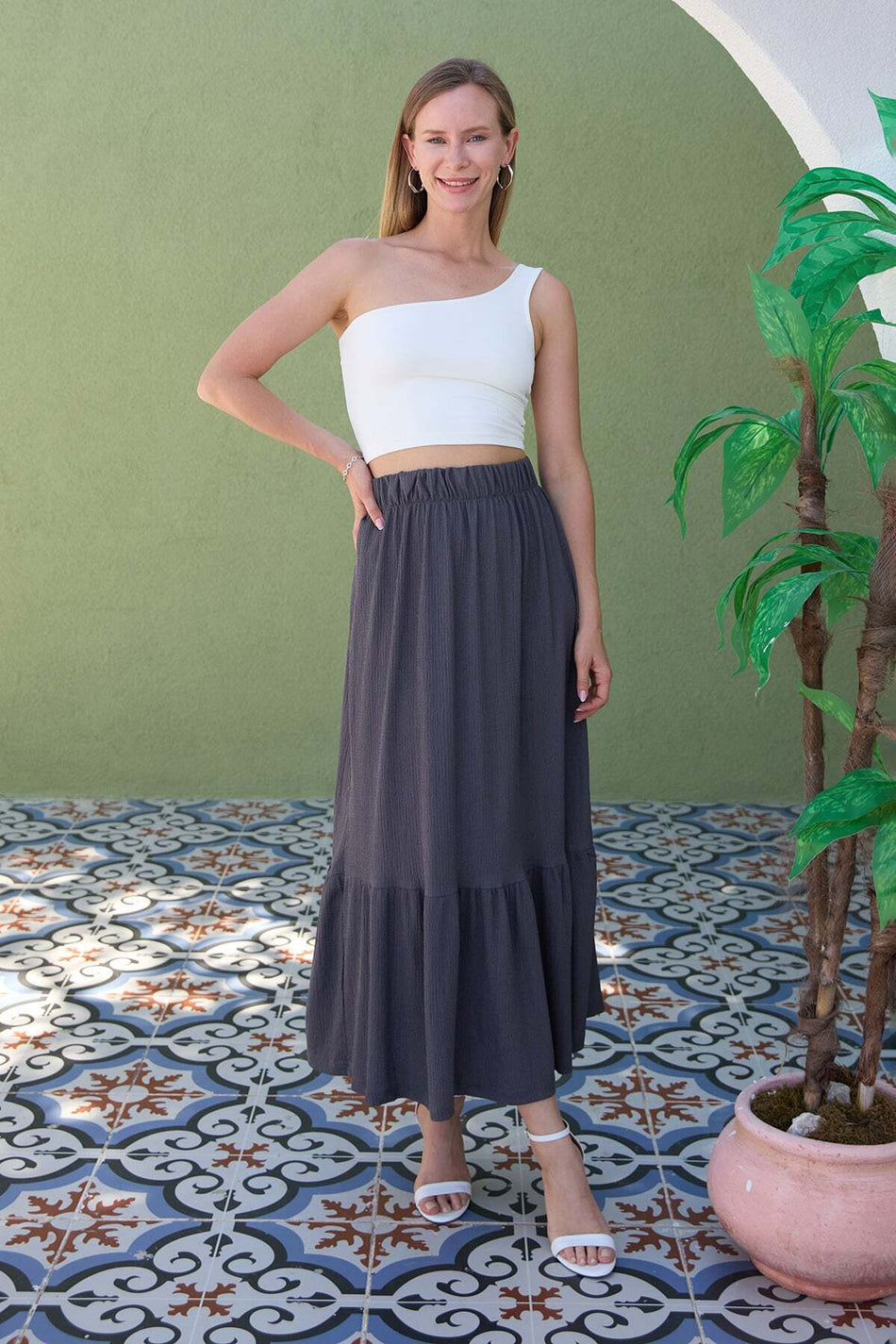 Bürümcük Fabric Elastic Waist Skirt - MALLTURK