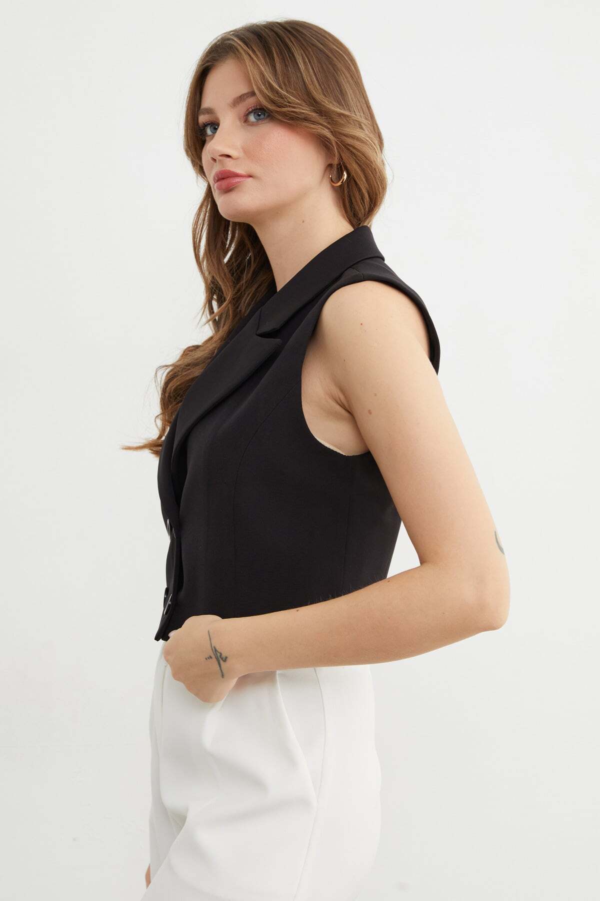Buttoned Double-Breasted Collar Vest - MALLTURK