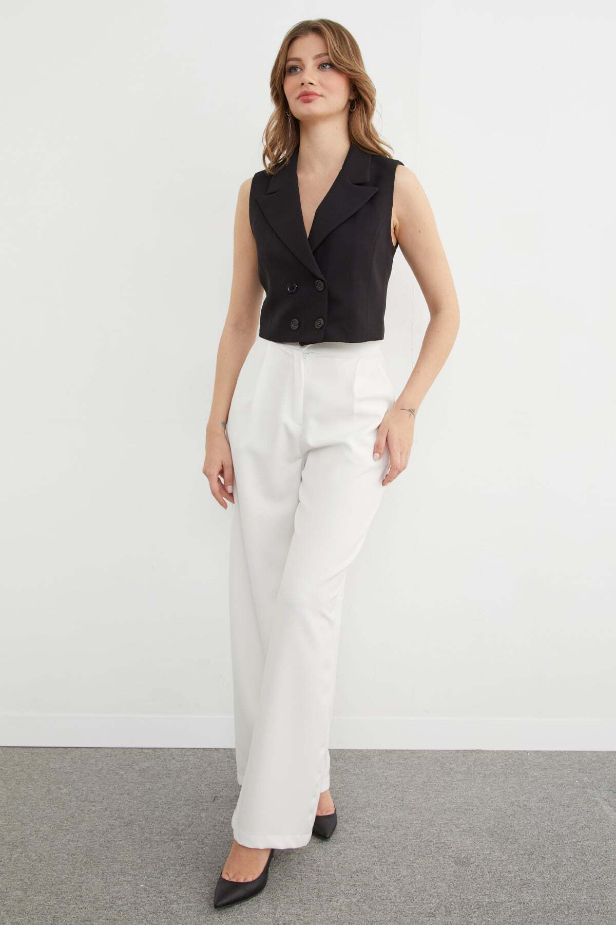 Buttoned Double-Breasted Collar Vest - MALLTURK