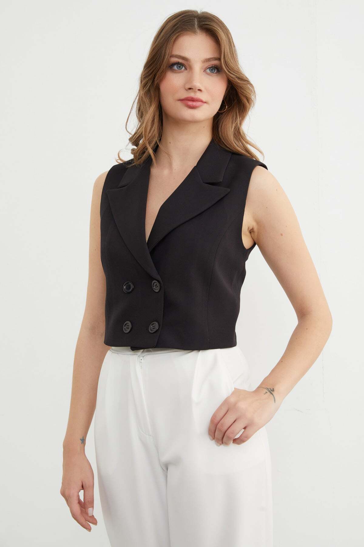 Buttoned Double-Breasted Collar Vest - MALLTURK