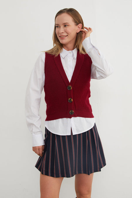 Buttoned Knitwear Vest - MALLTURK