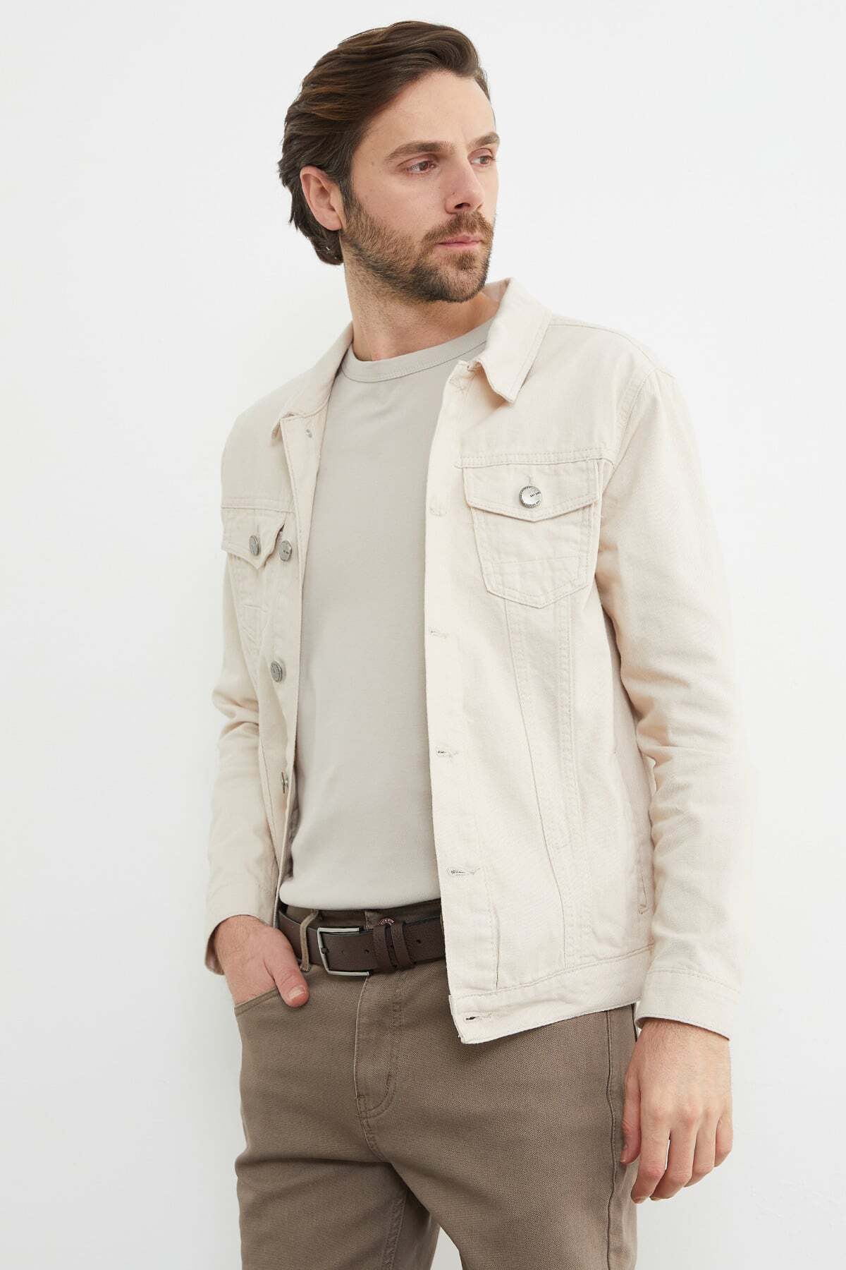 Buttoned Pocket Denim Jacket - MALLTURK