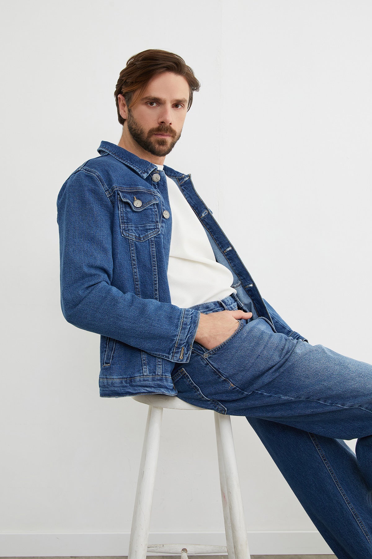Buttoned Pocket Denim Jacket - MALLTURK