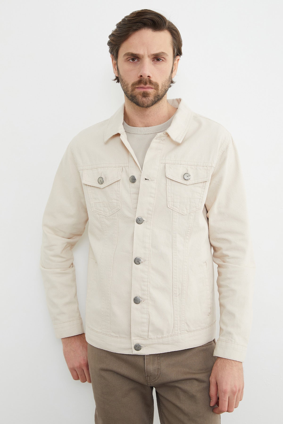 Buttoned Pocket Denim Jacket - MALLTURK