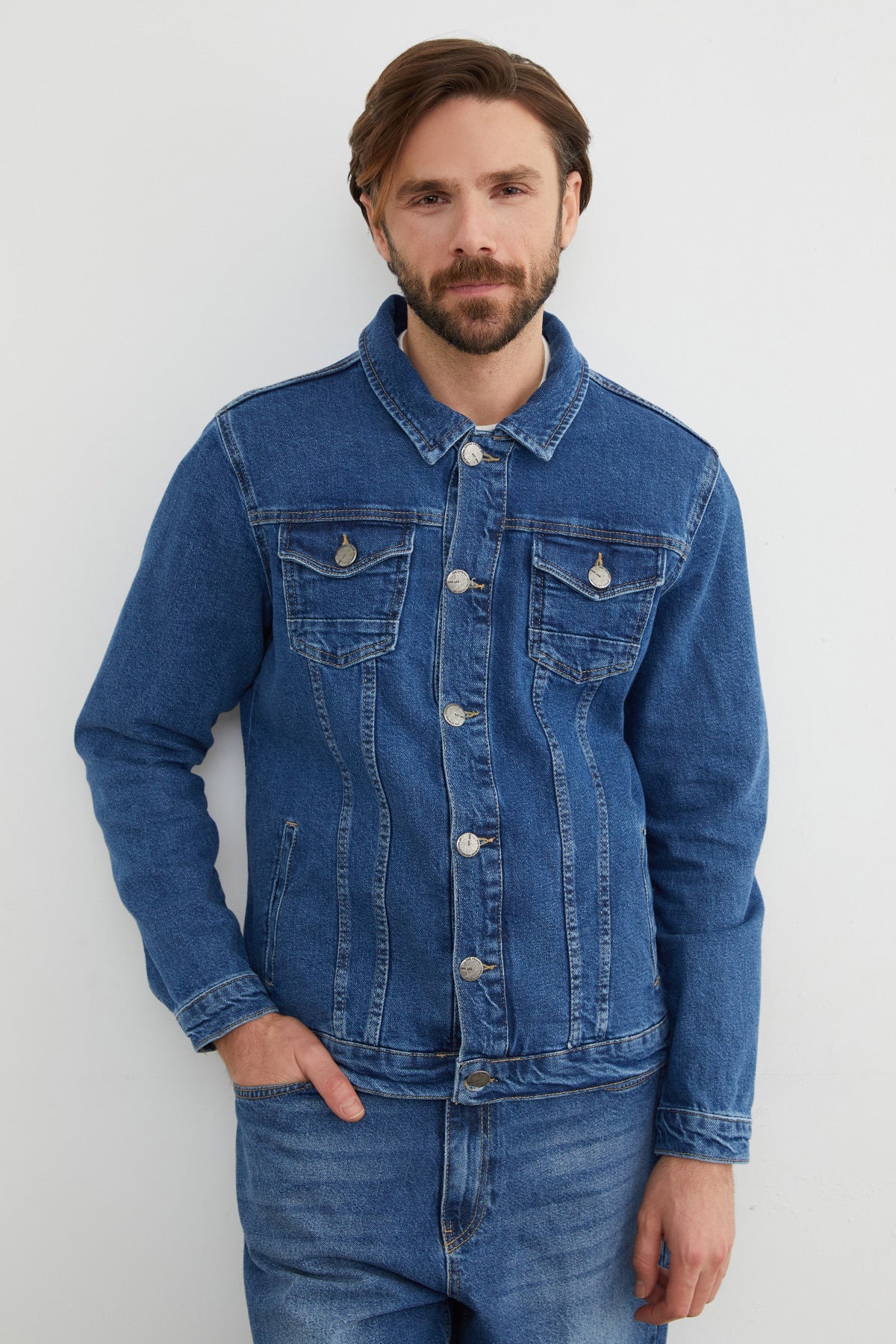 Buttoned Pocket Denim Jacket - MALLTURK