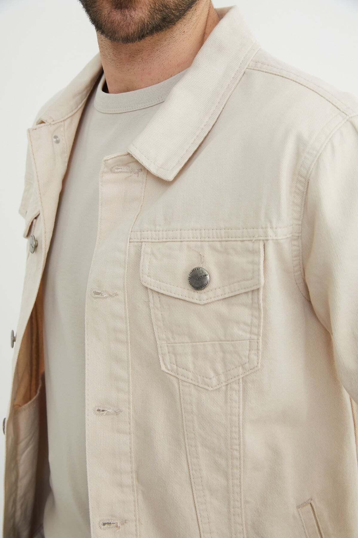 Buttoned Pocket Denim Jacket - MALLTURK